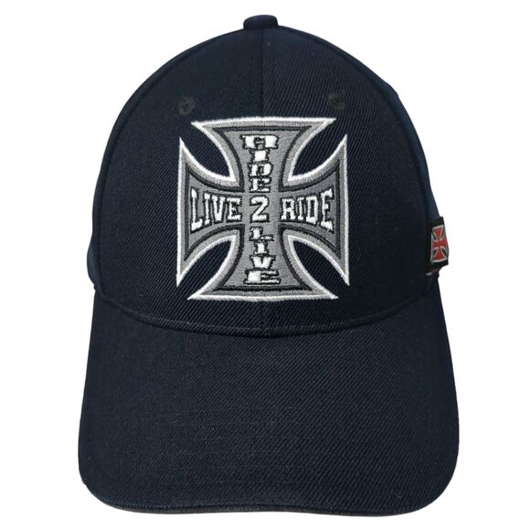 Live 2 Ride Ride 2 Live Strapback Hat Blue One Size 6 Panel Heavy Metal - Picture 1 of 9